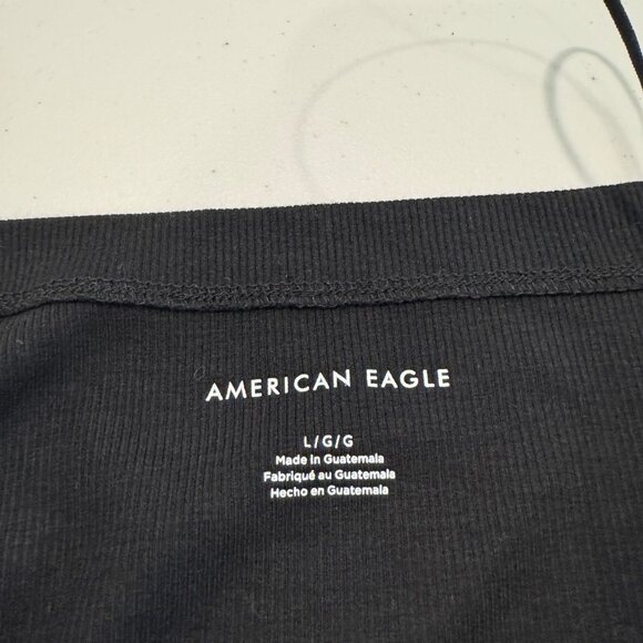 NWT American Eagle Bungee Strap Cropped Tank Top Basic Black AE Casual New Large - Picture 7 of 10